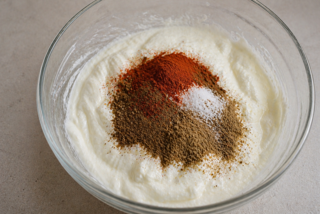 all spices in hung curd dip