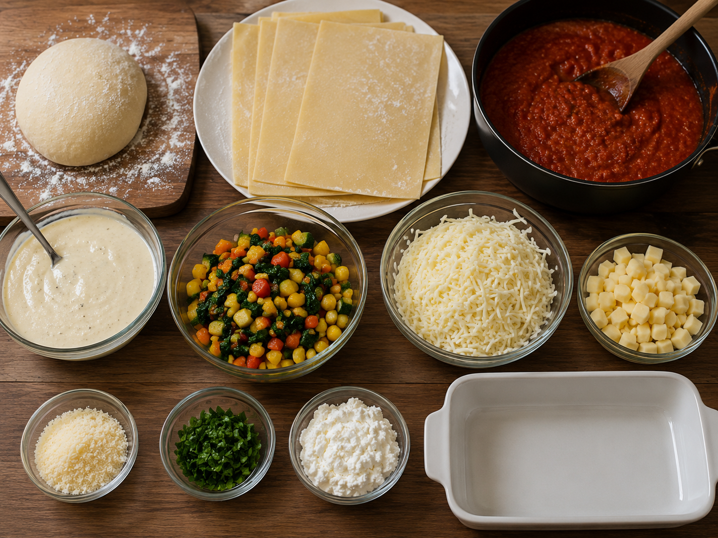 vegetarian lasagna prep ingredients