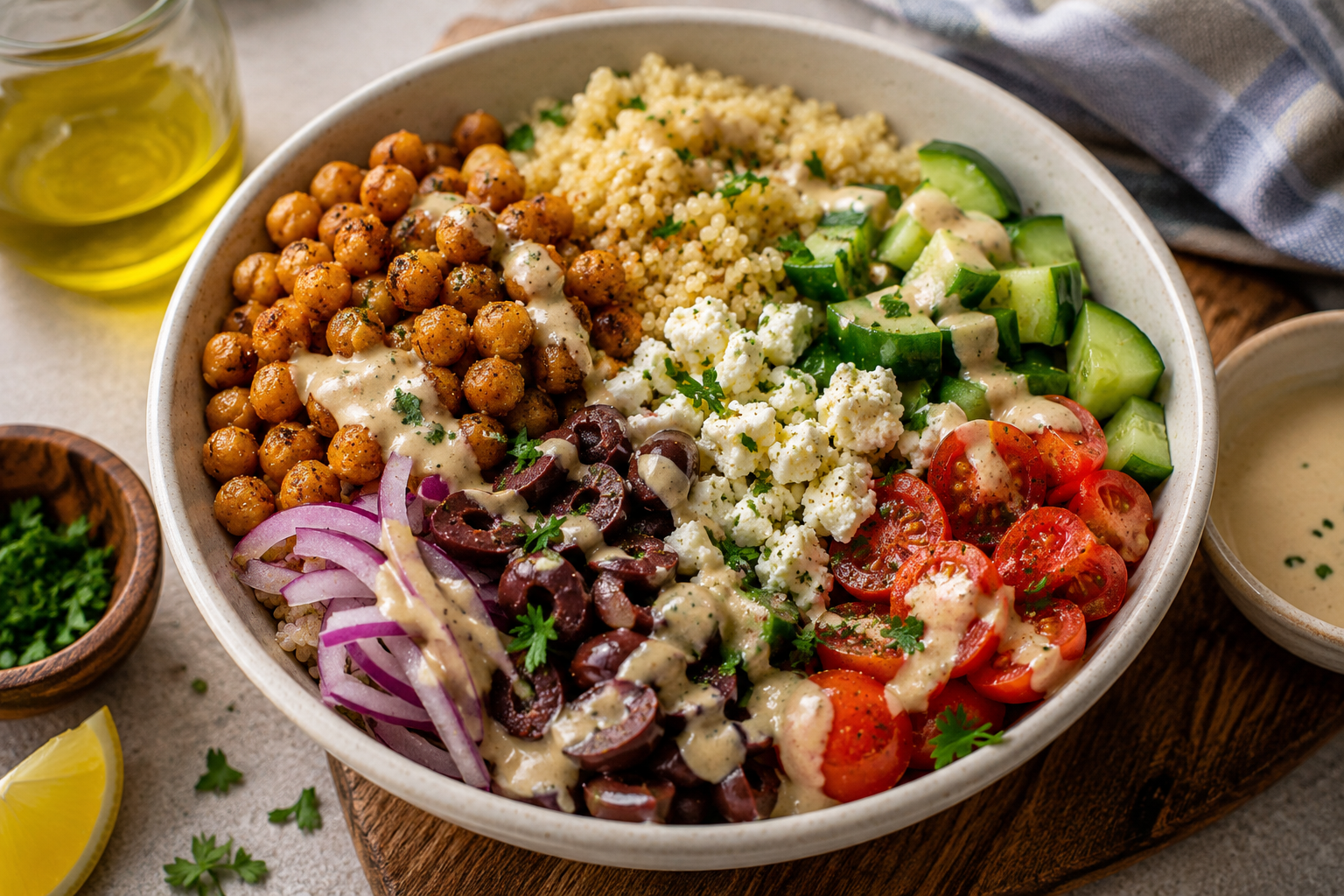Mediterranean chickpea bowl