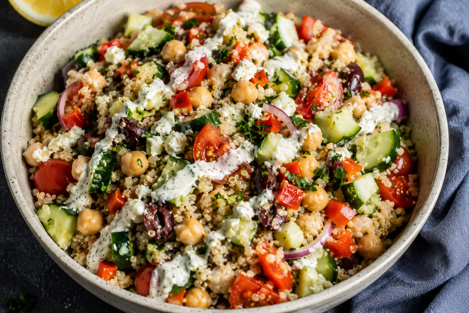 Mediterranean veggie lunch bowl