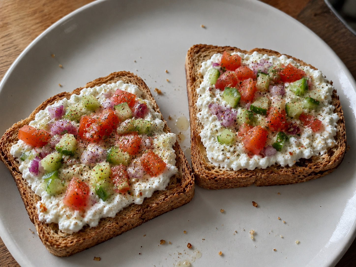 cottage cheese veggie toast